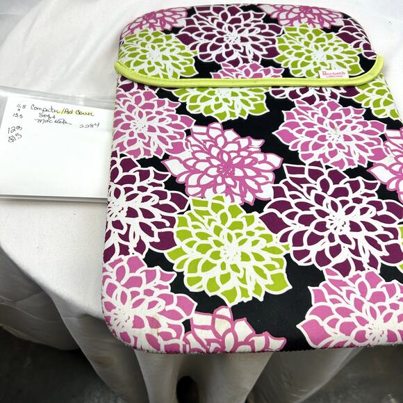 MacBeth Laptop or ipad Carrier  bag Cover Soft 11.5 x 13.5" purple pink lime - Picture 7 of 7